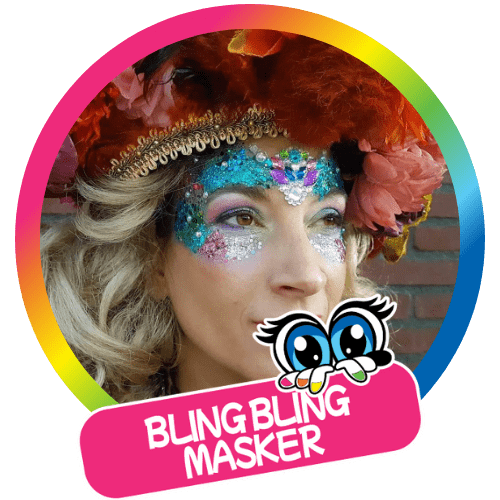 Blingmasker-schminkkoppies-amsterdam Bodypainting Tiger Schminkkoppies Amsterdam